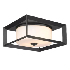 Smyth 13 Inch 2 Light Outdoor Flush Mount By Golden Lighting -LumeLux Shop Golden Lighting 2073 OFMNB OP3