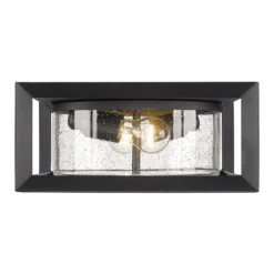 Smyth 13 Inch 2 Light Outdoor Flush Mount By Golden Lighting -LumeLux Shop Golden Lighting 2073 OFMNB SD2