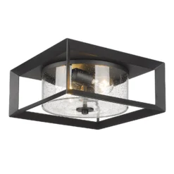 Smyth 13 Inch 2 Light Outdoor Flush Mount By Golden Lighting -LumeLux Shop Golden Lighting 2073 OFMNB SD3