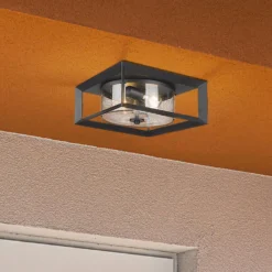 Smyth 13 Inch 2 Light Outdoor Flush Mount By Golden Lighting -LumeLux Shop Golden Lighting 2073 OFMNB SD room crop