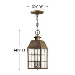 Nantucket 14 Inch Tall 2 Light Outdoor Hanging Lantern By Hinkley Lighting -LumeLux Shop Hinkley Lighting 2372AS alt1