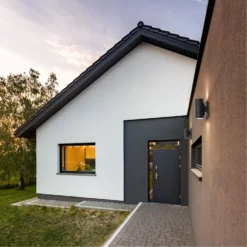 Lund 7 Inch Tall LED Outdoor Wall Light By Kuzco Lighting -LumeLux Shop Kuzco Lighting LUND EW3207 BK LIFESTYLE