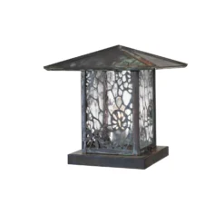 Seneca Lotus Leaf And Dragonfly 12 Inch Tall 1 Light Outdoor Pier Lamp By Meyda Lighting