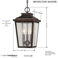 Irvington Manor 15 Inch Tall 3 Light Outdoor Hanging Lantern By Minka Lavery