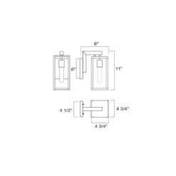 Norwell Capture 11 Inch Tall Outdoor Wall Light -LumeLux Shop Norwell 1185 MB CL linedrawing 1