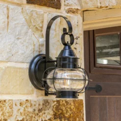 Norwell Cottage 13 Inch Tall Outdoor Wall Light -LumeLux Shop Norwell 1323 BL CL Off