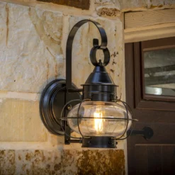 Norwell Cottage 13 Inch Tall Outdoor Wall Light -LumeLux Shop Norwell 1323 BL CL On