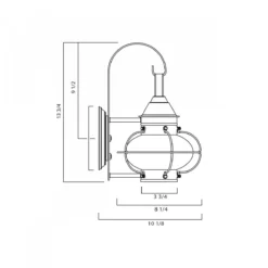 Norwell Cottage 13 Inch Tall Outdoor Wall Light -LumeLux Shop Norwell 1323 BL CL linedrawing 1