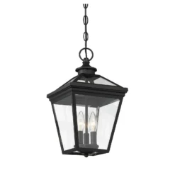 Ellijay 15 Inch Tall 3 Light Outdoor Hanging Lantern By Savoy House -LumeLux Shop Savoy House 5 146 BK C