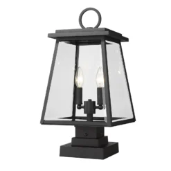 Broughton 21 Inch Tall 2 Light Square Base Outdoor Pier Lamp By Z-Lite