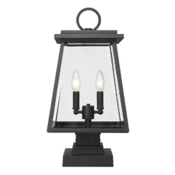 Broughton 21 Inch Tall 2 Light Square Base Outdoor Pier Lamp By Z-Lite -LumeLux Shop Z Lite 521PHMS SQPM BK AT 4