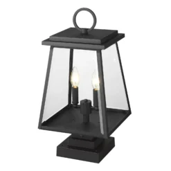 Broughton 21 Inch Tall 2 Light Square Base Outdoor Pier Lamp By Z-Lite -LumeLux Shop Z Lite 521PHMS SQPM BK AT 5