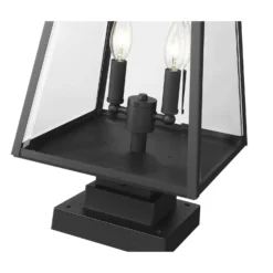 Broughton 21 Inch Tall 2 Light Square Base Outdoor Pier Lamp By Z-Lite -LumeLux Shop Z Lite 521PHMS SQPM BK AT 6