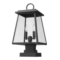 Broughton 21 Inch Tall 2 Light Square Base Outdoor Pier Lamp By Z-Lite -LumeLux Shop Z Lite 521PHMS SQPM BK NL 7