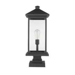 Z-Lite Portland 25 Inch Tall Outdoor Pier Lamp -LumeLux Shop Z Lite 531PHBXLS SQPM BK NL 7