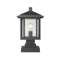 Z-Lite Aspen 16 Inch Tall Outdoor Pier Lamp -LumeLux Shop Z Lite 554PHMS SQPM BK AT 5