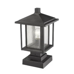 Z-Lite Aspen 16 Inch Tall Outdoor Pier Lamp -LumeLux Shop Z Lite 554PHMS SQPM BK AT 6