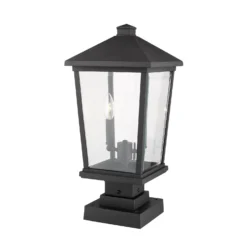 Beacon 22 Inch Tall 2 Light Outdoor Pier Lamp By Z-Lite -LumeLux Shop Z Lite 568PHBS SQPM BK AT 6