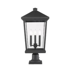 Beacon 25 Inch Tall 3 Light Outdoor Pier Lamp By Z-Lite -LumeLux Shop Z Lite 568PHXLR 533PM BK
