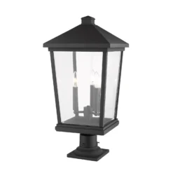 Beacon 25 Inch Tall 3 Light Outdoor Pier Lamp By Z-Lite -LumeLux Shop Z Lite 568PHXLR 533PM BK AT 5
