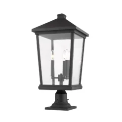 Beacon 25 Inch Tall 3 Light Outdoor Pier Lamp By Z-Lite -LumeLux Shop Z Lite 568PHXLR 533PM BK AT 6