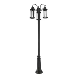 Roundhouse 115 Inch Tall 3 Light Outdoor Post Lamp By Z-Lite -LumeLux Shop Z Lite 569MP3 511P BK NL 7