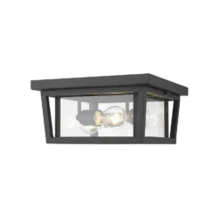 Seoul 12 Inch 3 Light Outdoor Flush Mount By Z-Lite -LumeLux Shop Z Lite 571F BK