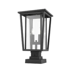 Seoul 20 Inch Tall 2 Light Outdoor Pier Lamp By Z-Lite -LumeLux Shop Z Lite 571PHBS SQPM BK