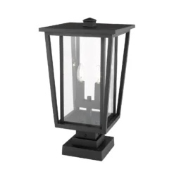 Seoul 20 Inch Tall 2 Light Outdoor Pier Lamp By Z-Lite -LumeLux Shop Z Lite 571PHBS SQPM BK AT 5