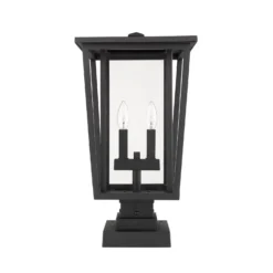 Seoul 20 Inch Tall 2 Light Outdoor Pier Lamp By Z-Lite -LumeLux Shop Z Lite 571PHBS SQPM BK NL 7