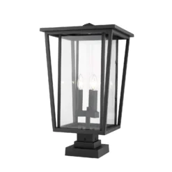 Seoul 24 Inch Tall 3 Light Outdoor Pier Lamp By Z-Lite -LumeLux Shop Z Lite 571PHXLS SQPM BK AT 5