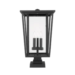 Seoul 24 Inch Tall 3 Light Outdoor Pier Lamp By Z-Lite -LumeLux Shop Z Lite 571PHXLS SQPM BK NL 7