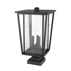 Seoul 24 Inch Tall 3 Light Outdoor Pier Lamp By Z-Lite -LumeLux Shop Z Lite 571PHXLS SQPM ORB AT 4