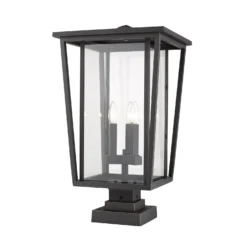 Seoul 24 Inch Tall 3 Light Outdoor Pier Lamp By Z-Lite -LumeLux Shop Z Lite 571PHXLS SQPM ORB AT 5