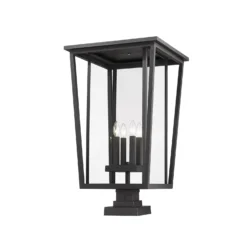 Seoul 32 Inch Tall 4 Light Outdoor Pier Lamp By Z-Lite -LumeLux Shop Z Lite 571PHXXLS SQPM BK AT 5