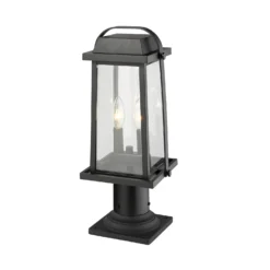 Millworks 18 Inch Tall 2 Light Outdoor Pier Lamp By Z-Lite -LumeLux Shop Z Lite 574PHMR 533PM BK AT 6