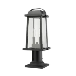 Millworks 18 Inch Tall 2 Light Outdoor Pier Lamp By Z-Lite -LumeLux Shop Z Lite 574PHMR 533PM BK NL 7