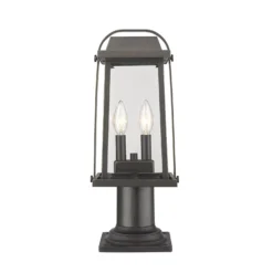 Millworks 18 Inch Tall 2 Light Outdoor Pier Lamp By Z-Lite -LumeLux Shop Z Lite 574PHMR 533PM ORB