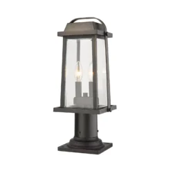 Millworks 18 Inch Tall 2 Light Outdoor Pier Lamp By Z-Lite -LumeLux Shop Z Lite 574PHMR 533PM ORB AT 4