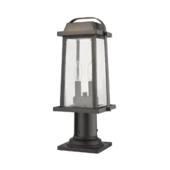 Millworks 18 Inch Tall 2 Light Outdoor Pier Lamp By Z-Lite -LumeLux Shop Z Lite 574PHMR 533PM ORB NL 7