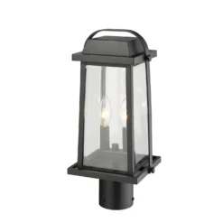 Millworks 16 Inch Tall 2 Light Outdoor Post Lamp By Z-Lite -LumeLux Shop Z Lite 574PHMR BK AT 5