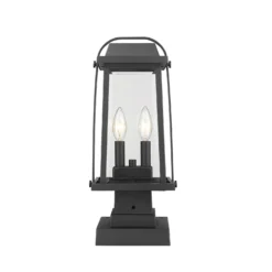 Millworks 17 Inch Tall 2 Light Outdoor Pier Lamp By Z-Lite -LumeLux Shop Z Lite 574PHMS SQPM BK