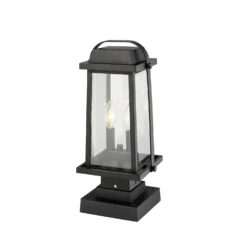Millworks 17 Inch Tall 2 Light Outdoor Pier Lamp By Z-Lite -LumeLux Shop Z Lite 574PHMS SQPM BK AT 5