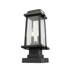Millworks 17 Inch Tall 2 Light Outdoor Pier Lamp By Z-Lite -LumeLux Shop Z Lite 574PHMS SQPM BK AT 6
