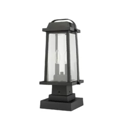 Millworks 17 Inch Tall 2 Light Outdoor Pier Lamp By Z-Lite -LumeLux Shop Z Lite 574PHMS SQPM BK NL 7