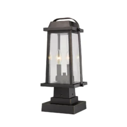 Millworks 17 Inch Tall 2 Light Outdoor Pier Lamp By Z-Lite -LumeLux Shop Z Lite 574PHMS SQPM ORB AT 5