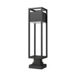 Z-Lite Barwick 28 Inch Tall LED Outdoor Pier Lamp -LumeLux Shop Z Lite 585PHBS SQPM BK LED NL 7