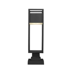 Z-Lite Barwick 22 Inch Tall LED Outdoor Pier Lamp -LumeLux Shop Z Lite 585PHMS SQPM BK LED AT 4