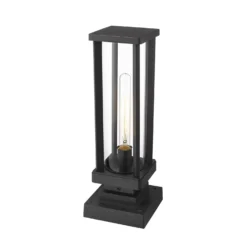 Z-Lite Glenwood 17 Inch Tall Outdoor Pier Lamp -LumeLux Shop Z Lite 586PHMS SQPM BK AT 5